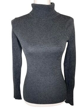 Pink Rose Women Long Sleeve Turtleneck Sweater Size Small Gray